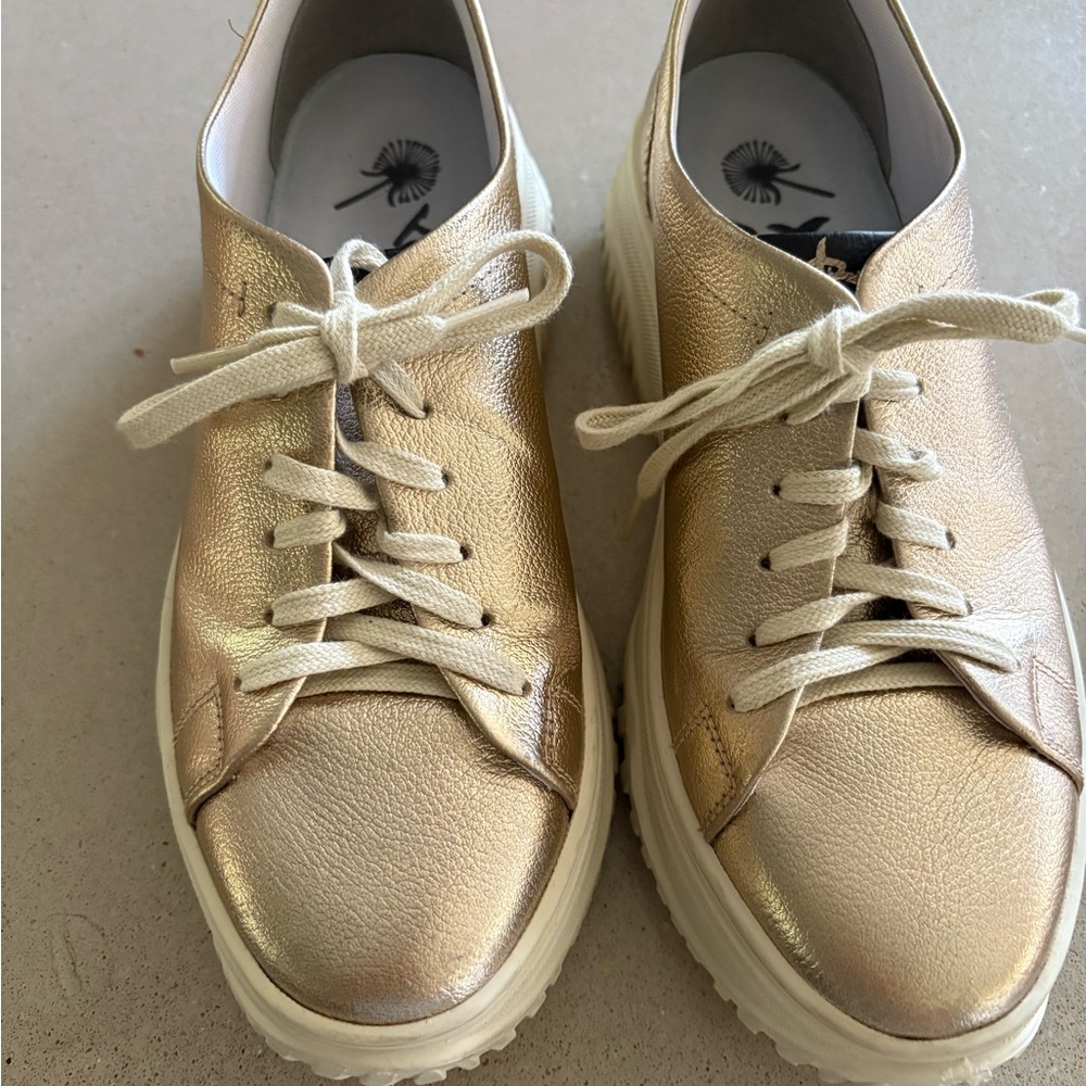 OTBT Comfy, Cute Gold Metallic Lace-Up Sneakers for your next special event